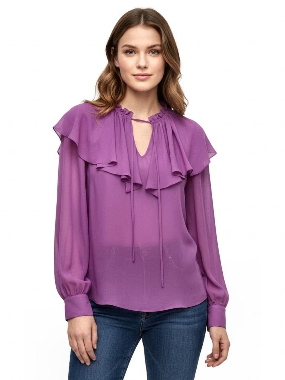 See by Chloé Striking Purple Keyhole Front Blouse Size 40, (US 8)